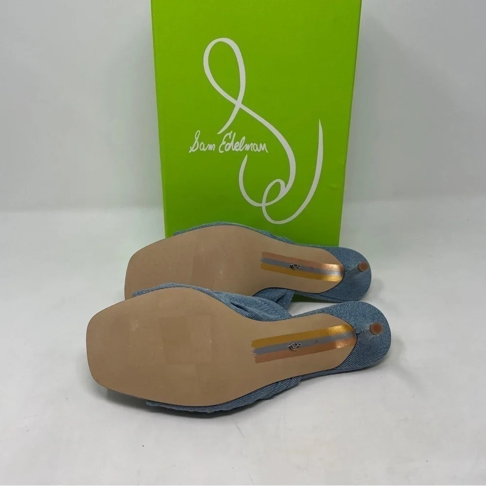 Sam Edelman Pia in Blue Denim Slip On Kitten Heel Sandals - NWT - Picture 12 of 13